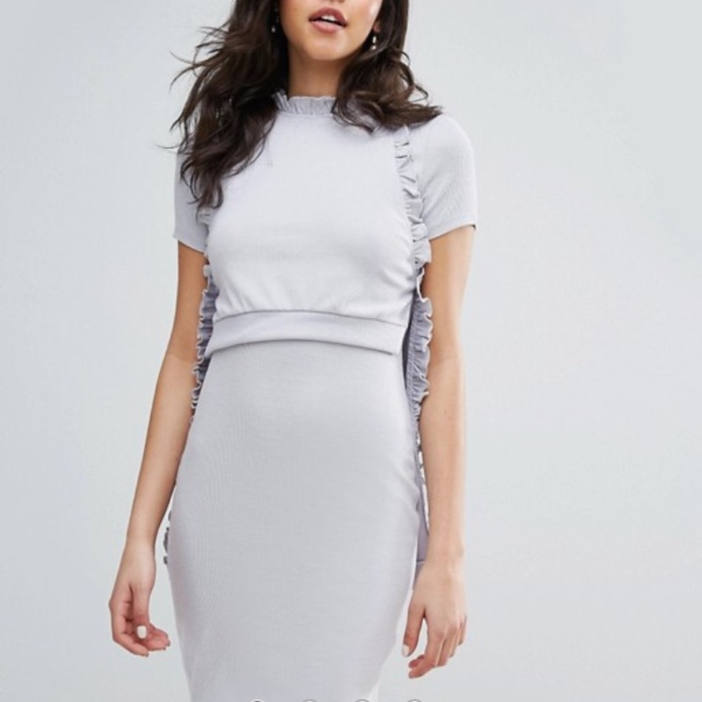 ASOS Lost Ink Layered Dress Gray